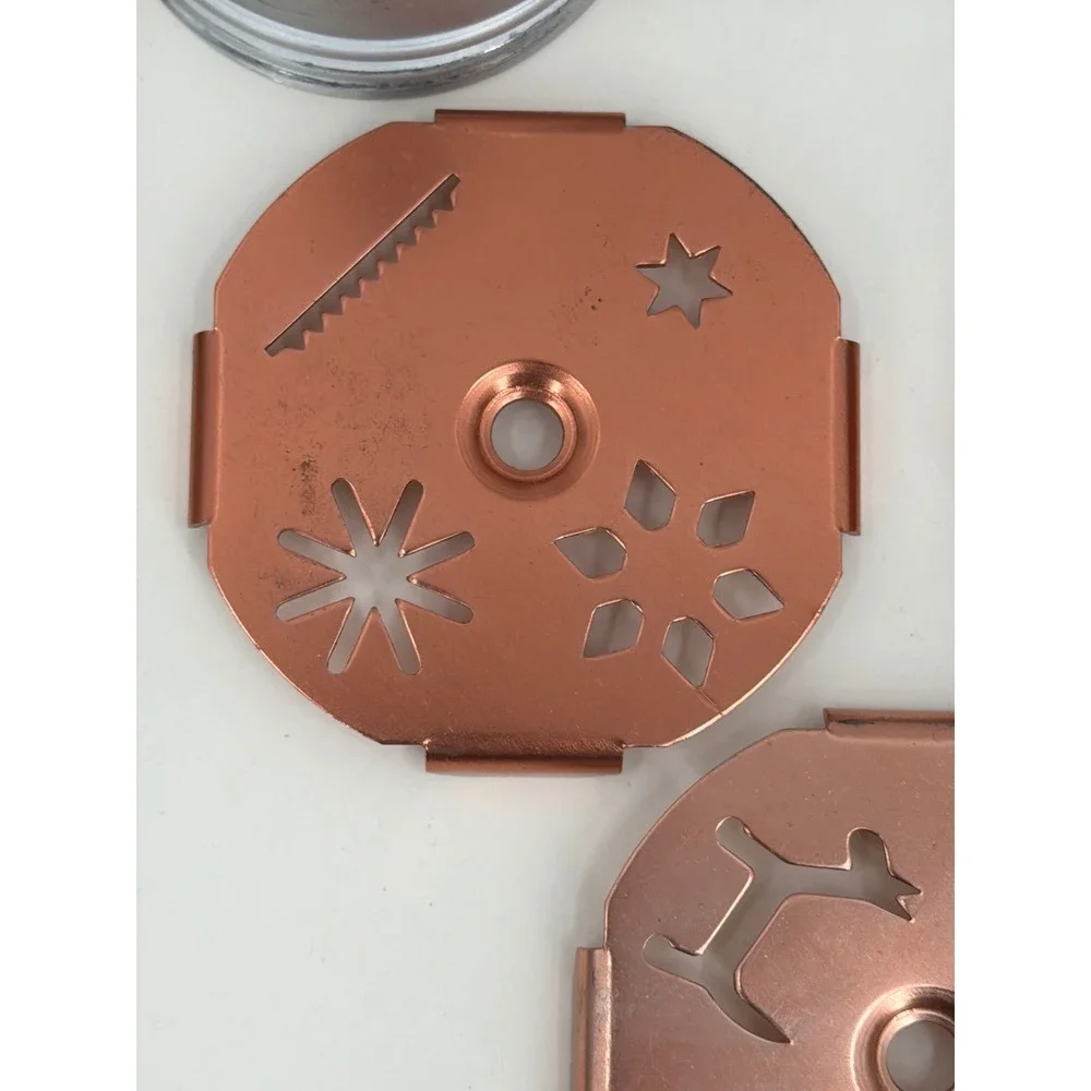 Vtg Aluminum Mirro Dial a Cookie Press 3 Copper Discs Manual Spritz Maker